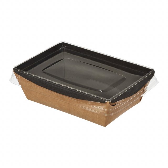 Контейнер бумажный  Cristal Box Black 400 мл с прозрачной крышкой, 140*100*45 мм, крафт