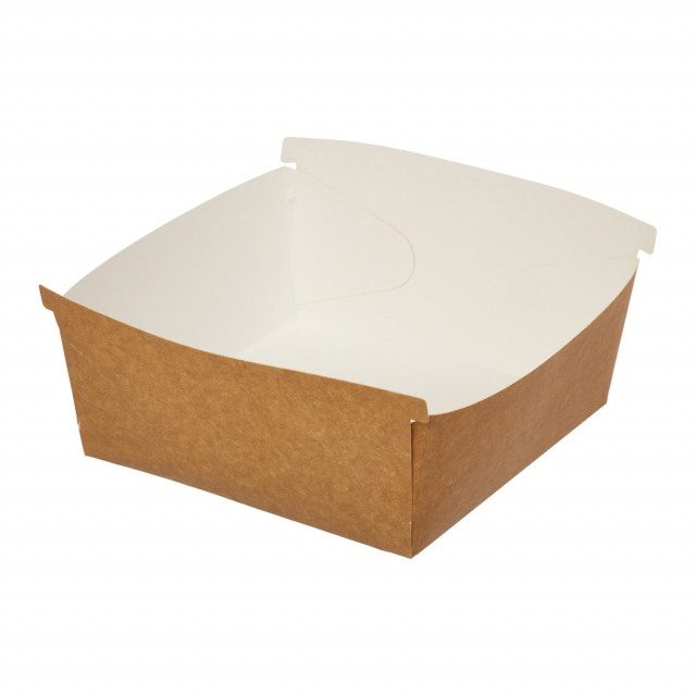 Лоток бумажный для гамбургера Combi Box 120*120*65 мм, крафт